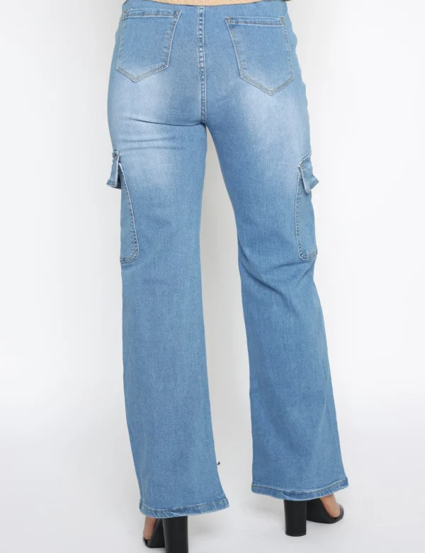 ANALUCY | Cargo jeans, elastische band Blauw