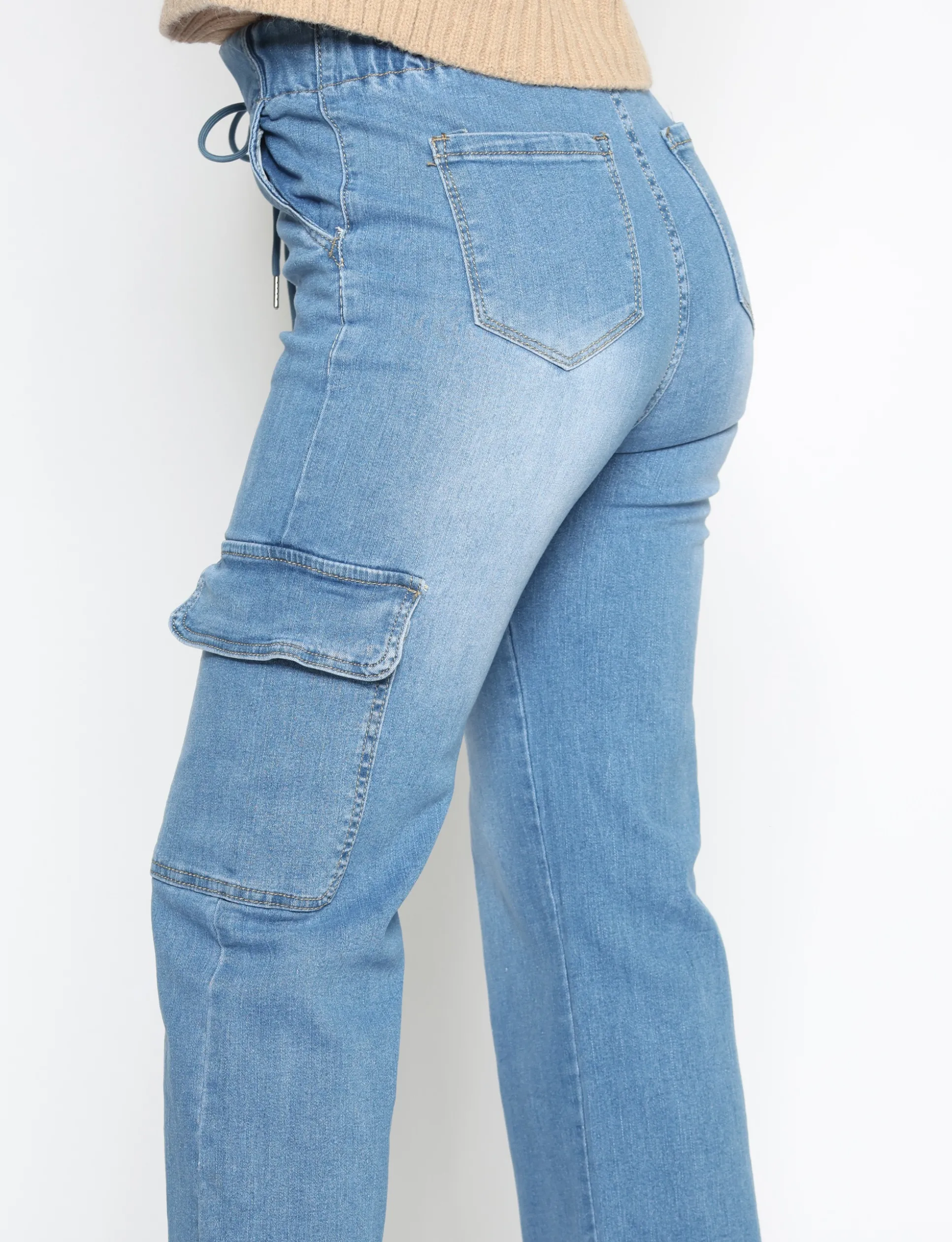 analucy__cargo_jeans_elas_3.webp ANALUCY | Cargo jeans, elastische band Blauw