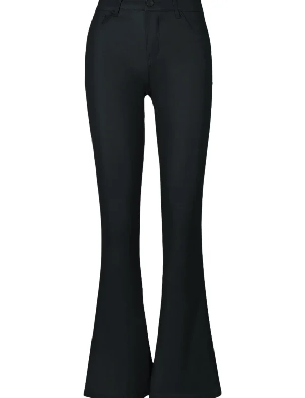 ANALUCY | Leatherlook flared broek H6955-A Zwart
