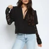 Blazer met kanten mouwen Lulu Zwart