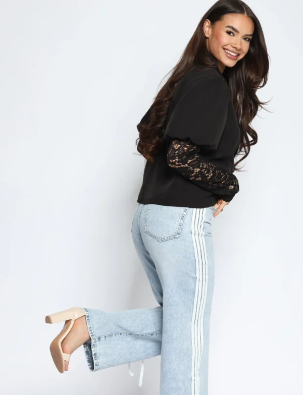 Blazer met kanten mouwen Lulu Zwart