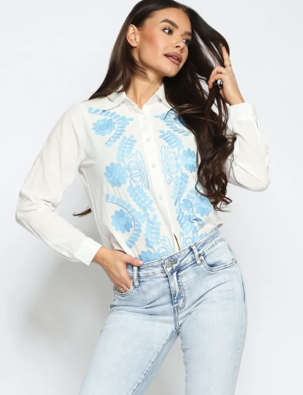 Blouse Essie Wit/ Lichtblauw