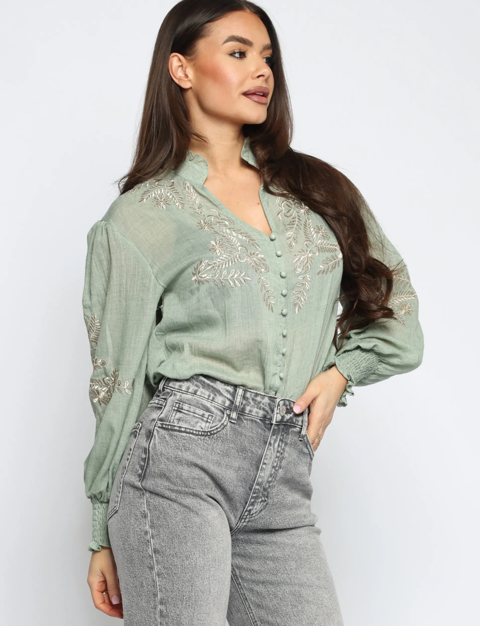 blouse_navy_groen_1.webp Blouse Navy Groen