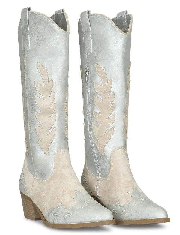 Cowboy Boot Niene Zilver/ Beige
