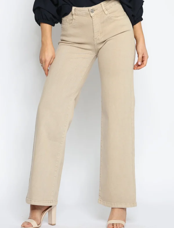 Folyrose | Wide leg jeans Y6590 Taupe