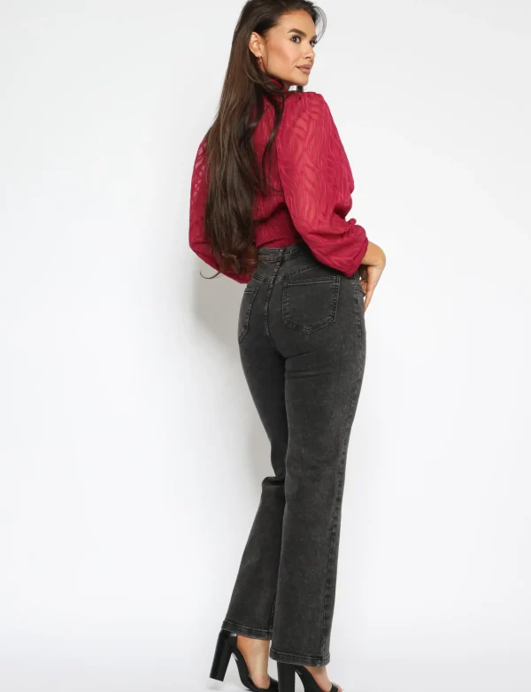 Folyrose | Wide leg jeans Y6202 Donkergrijs