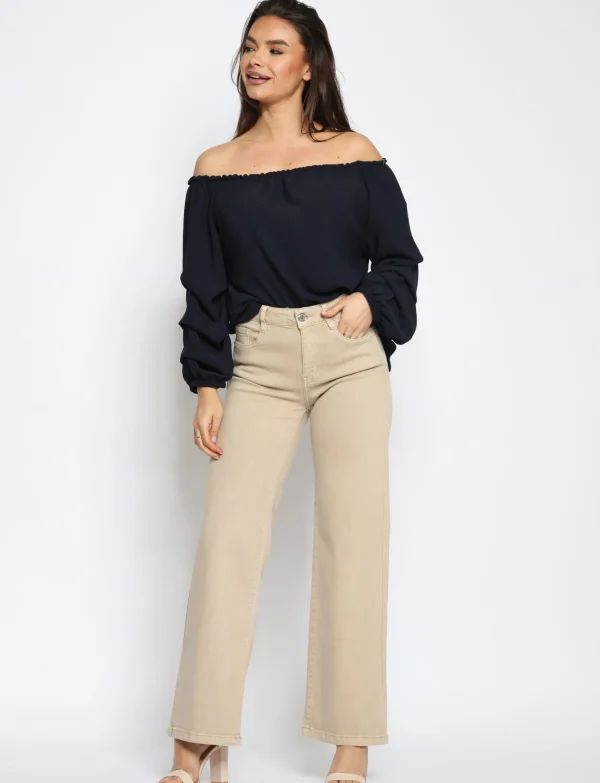 Folyrose | Wide leg jeans Y6590 Taupe