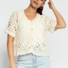 Gehaakte top Mina Beige