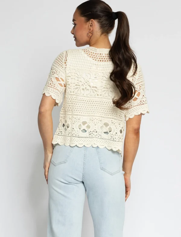 Gehaakte top Mina Beige