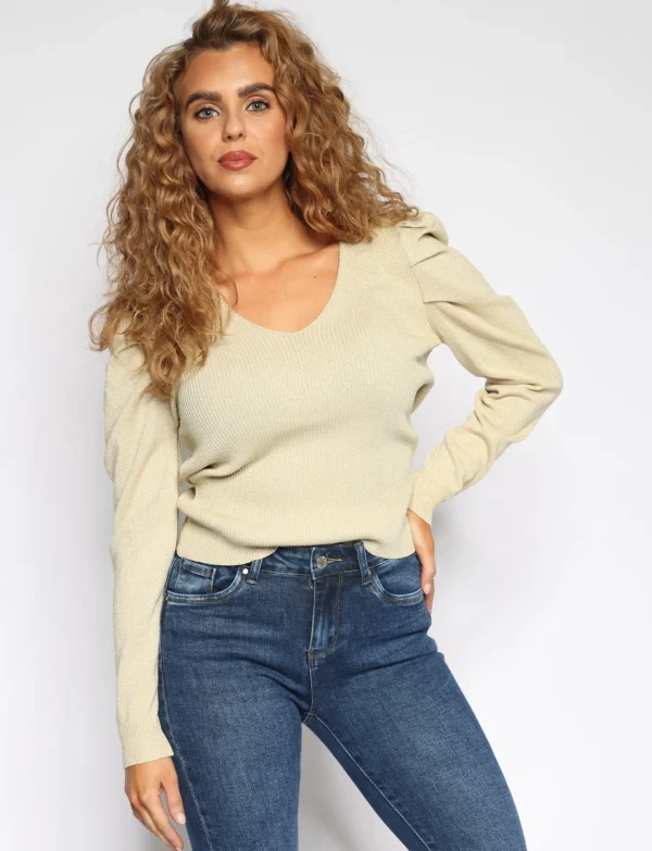 Glitter top Ricky Beige