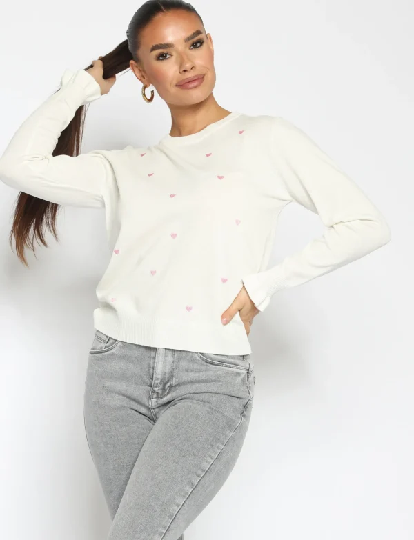 Hartjes Top Wit/ Roze