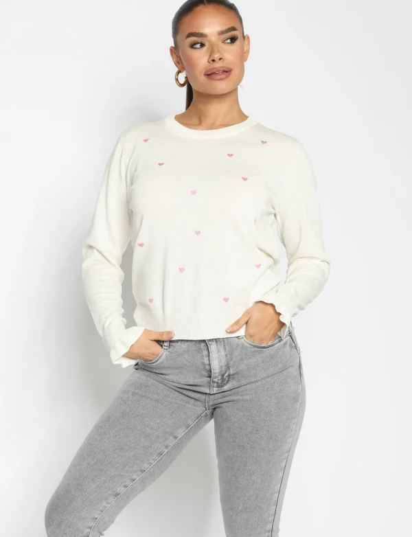 Hartjes Top Wit/ Roze
