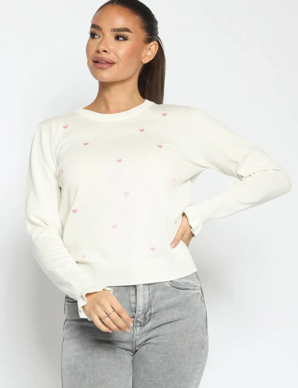 Hartjes Top Wit/ Roze