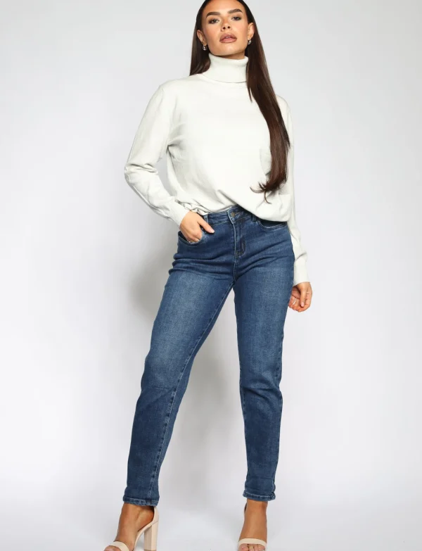Hello Miss | Mom jeans HM5294-2 Donkerblauw