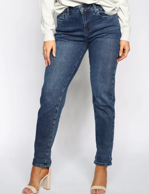 Hello Miss | Mom jeans HM5294-2 Donkerblauw