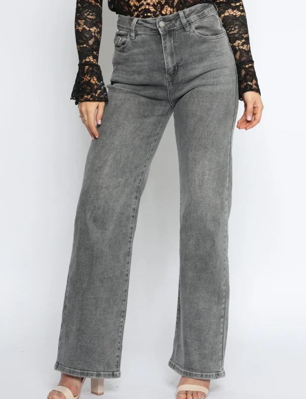 Hello Miss | Wide leg jeans H876-3 Grijs