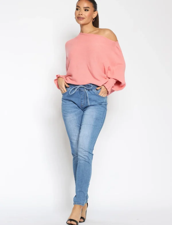 Jeans elastische band YH3766 Blauw
