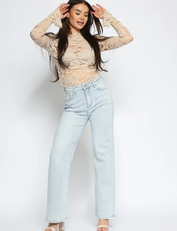 Kanten top Nami Beige