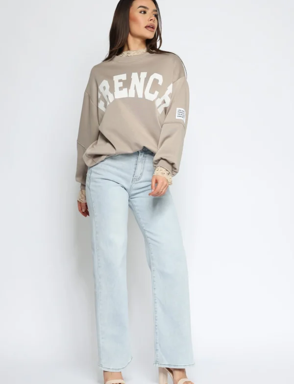 Kanten top Nami Beige