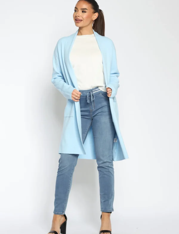 Lang vest Natascha Lichtblauw