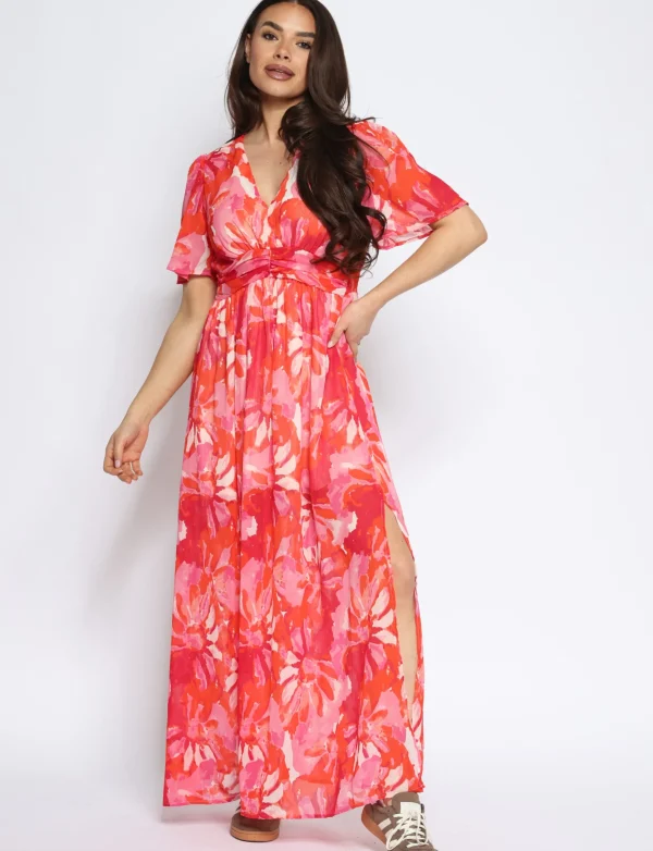 Lange jurk Ledia Fuchsia