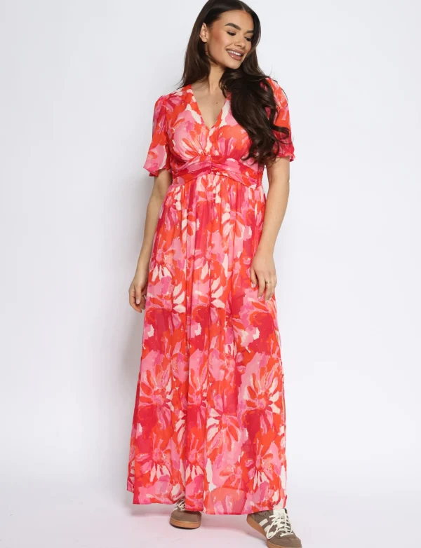 Lange jurk Ledia Fuchsia