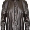 Leatherlook blouse Unique Donkerbruin