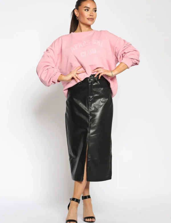 Leatherlook rok Nine Zwart