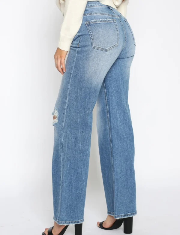 Queen Hearts | the Wide leg, Mid Waist Blauw