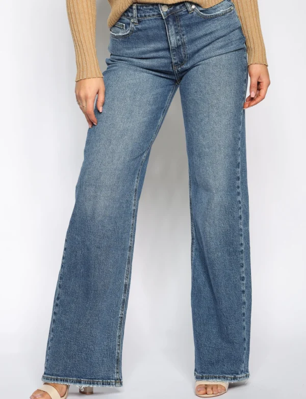 Queen Hearts | Wide leg jeans W3756 Blauw
