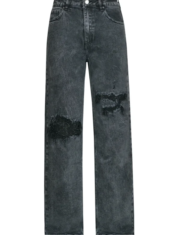 Queen Hearts | Wide leg jeans W3738 Donkergrijs