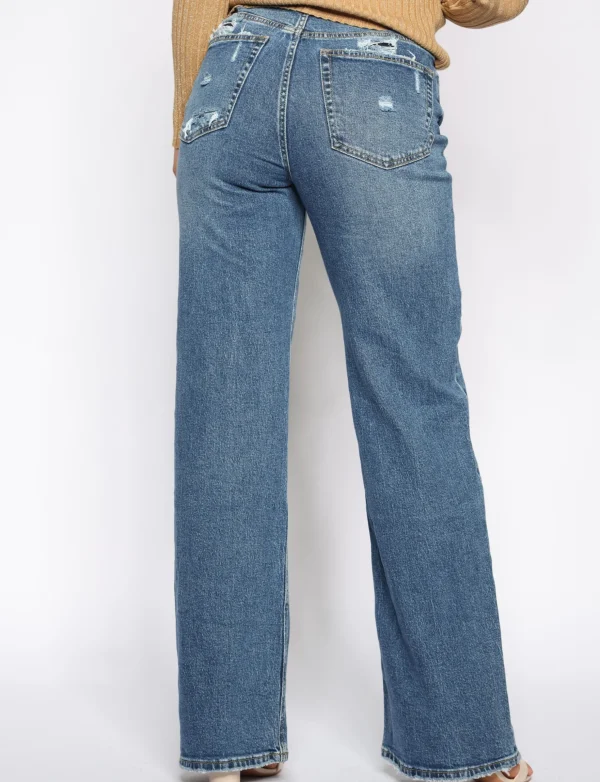 Queen Hearts | Wide leg jeans W3756 Blauw