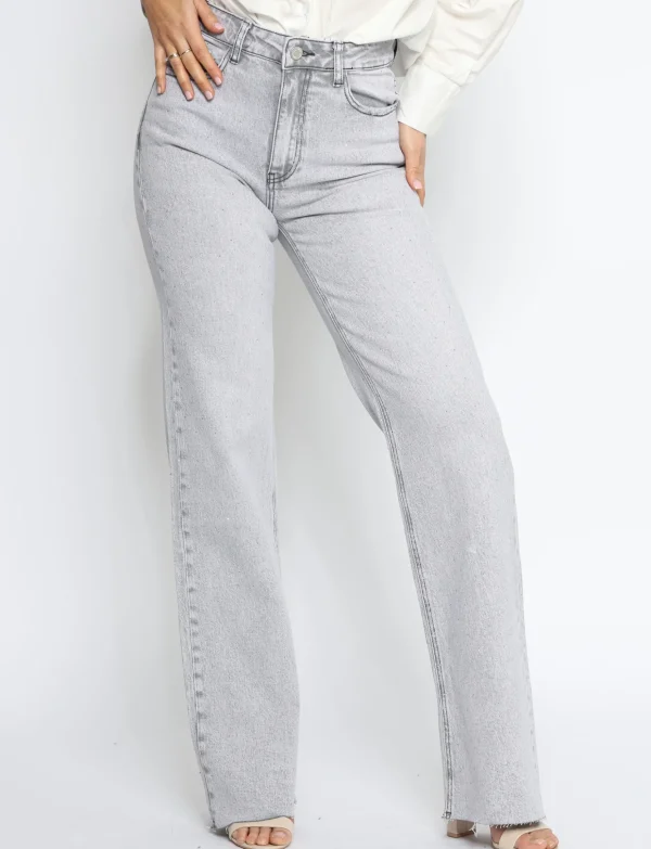 Queen Hearts | Wide leg, Rhinestone W3767 TALL Grijs