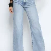 Queen Hearts | Wide leg, Straight jeans W3723 STRE Blauw