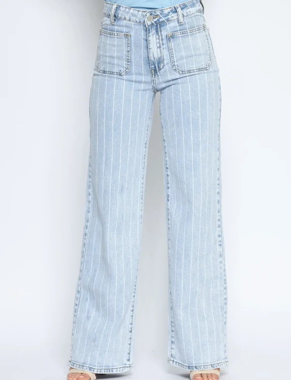 Queen Hearts | Wide leg, Straight jeans W3726 Lichtblauw