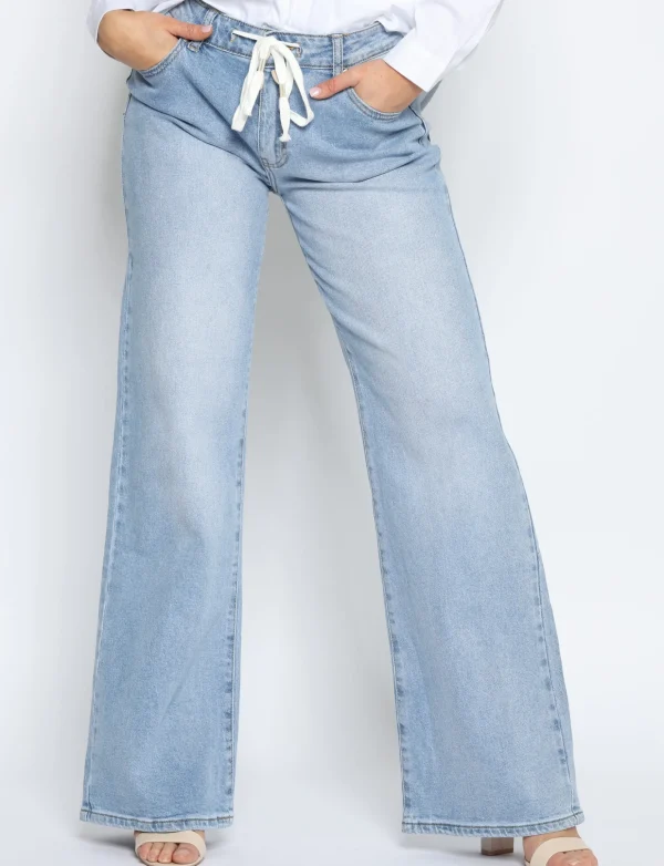 Queen Hearts | Wide leg, Straight jeans Lace W3658 Blauw