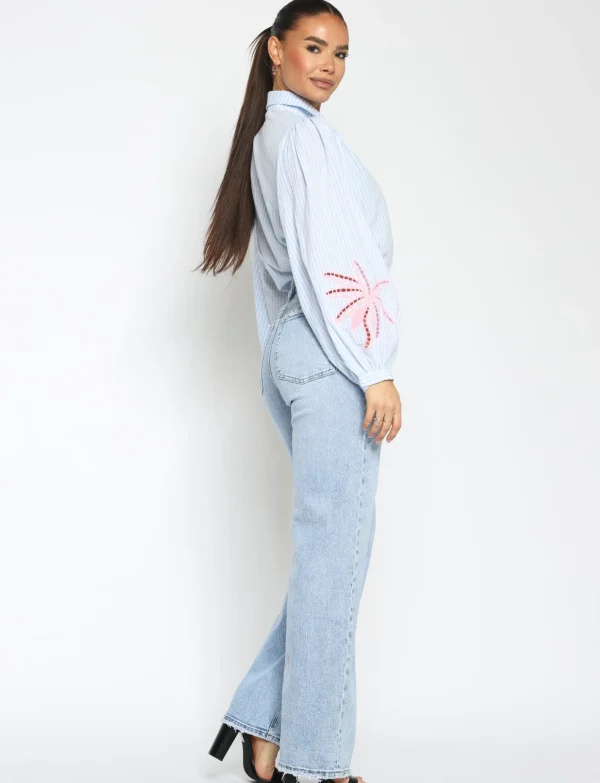 Queen Hearts | Wide leg, Straight jeans W3376 STRE Lichtblauw