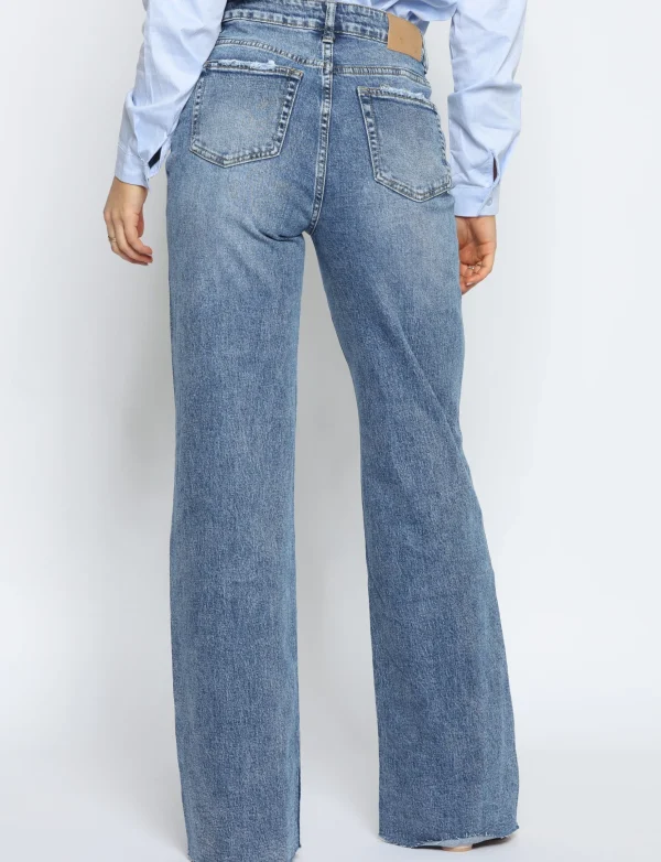 Queen Hearts | Wide leg, Straight jeans W3636 TALL Donkerblauw