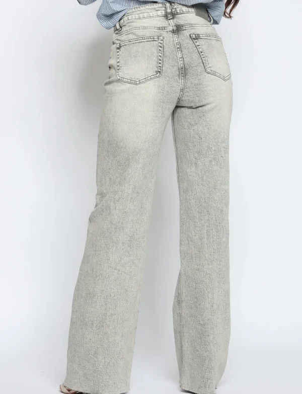Queen Hearts | Wide leg, Straight jeans W3636 TALL Grijs