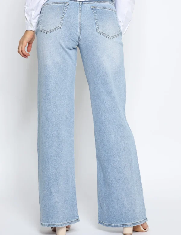 Queen Hearts | Wide leg, Straight jeans Lace W3658 Blauw
