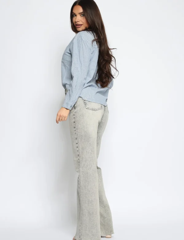 Queen Hearts | Wide leg, Straight jeans W3636 TALL Grijs