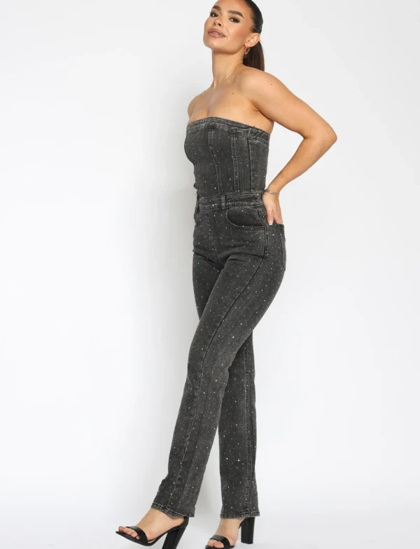 Strapless jumpsuit Shae Donkergrijs