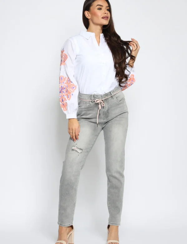 Toxik | Mom jeans met riem H2715 Grijs