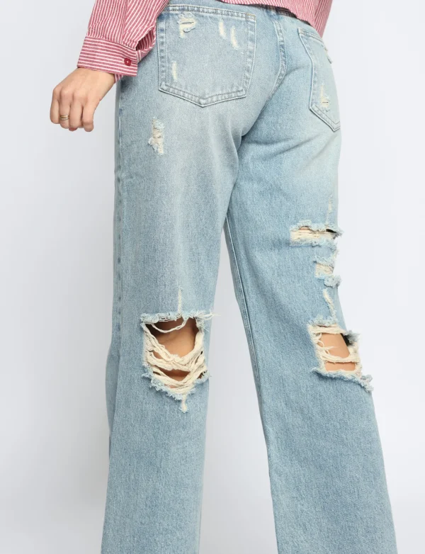 Toxik | Wide leg jeans, Ripped back L21421 Blauw
