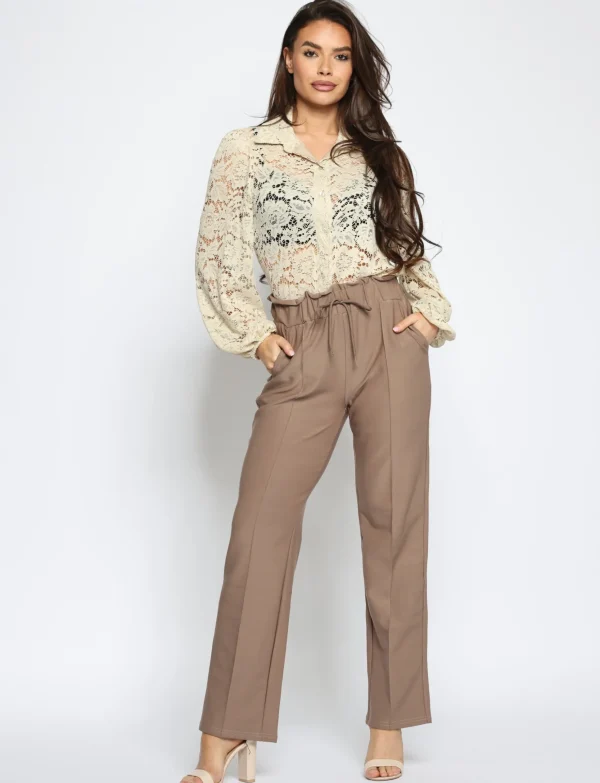 Wide leg broek Vivey Taupe