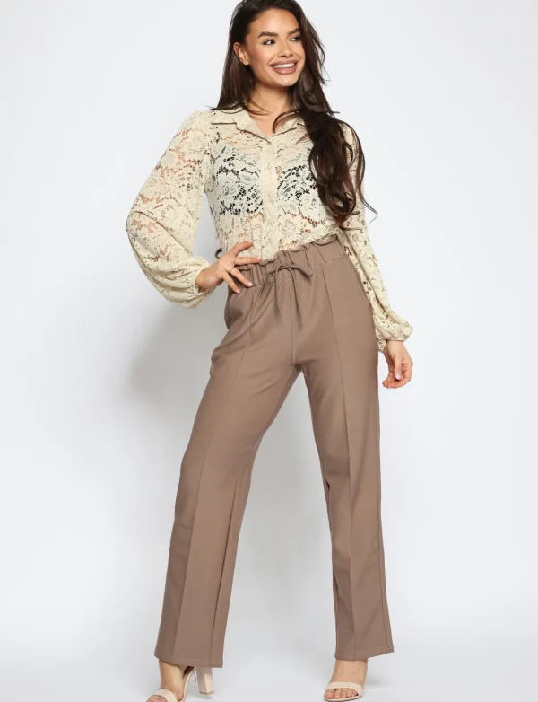 Wide leg broek Vivey Taupe