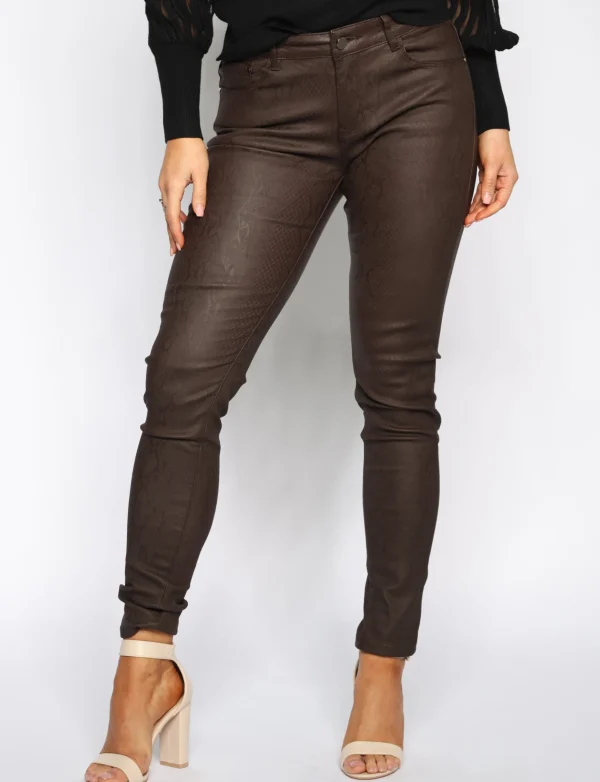 ZAC & ZOE | Coated skinny broek B3271 Bruin