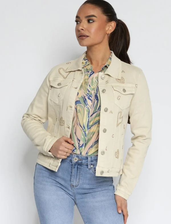 ZAC & ZOE | Spijkerjacket hartjes Beige